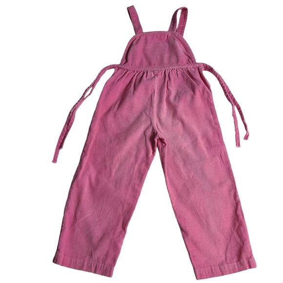 Vintage 80's Bubble Gum Pink Corduroy Hearts Pleated Overalls Girls 12 mo 2139 - Picture 2 of 6
